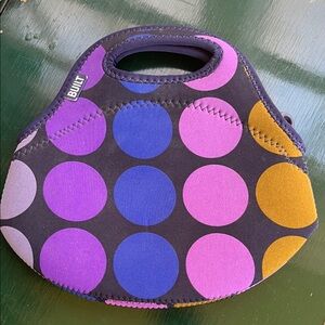Built Grommet Getaway Snack Tote, Polka Dot Neoprene Bag - Purple, Pink, Gold